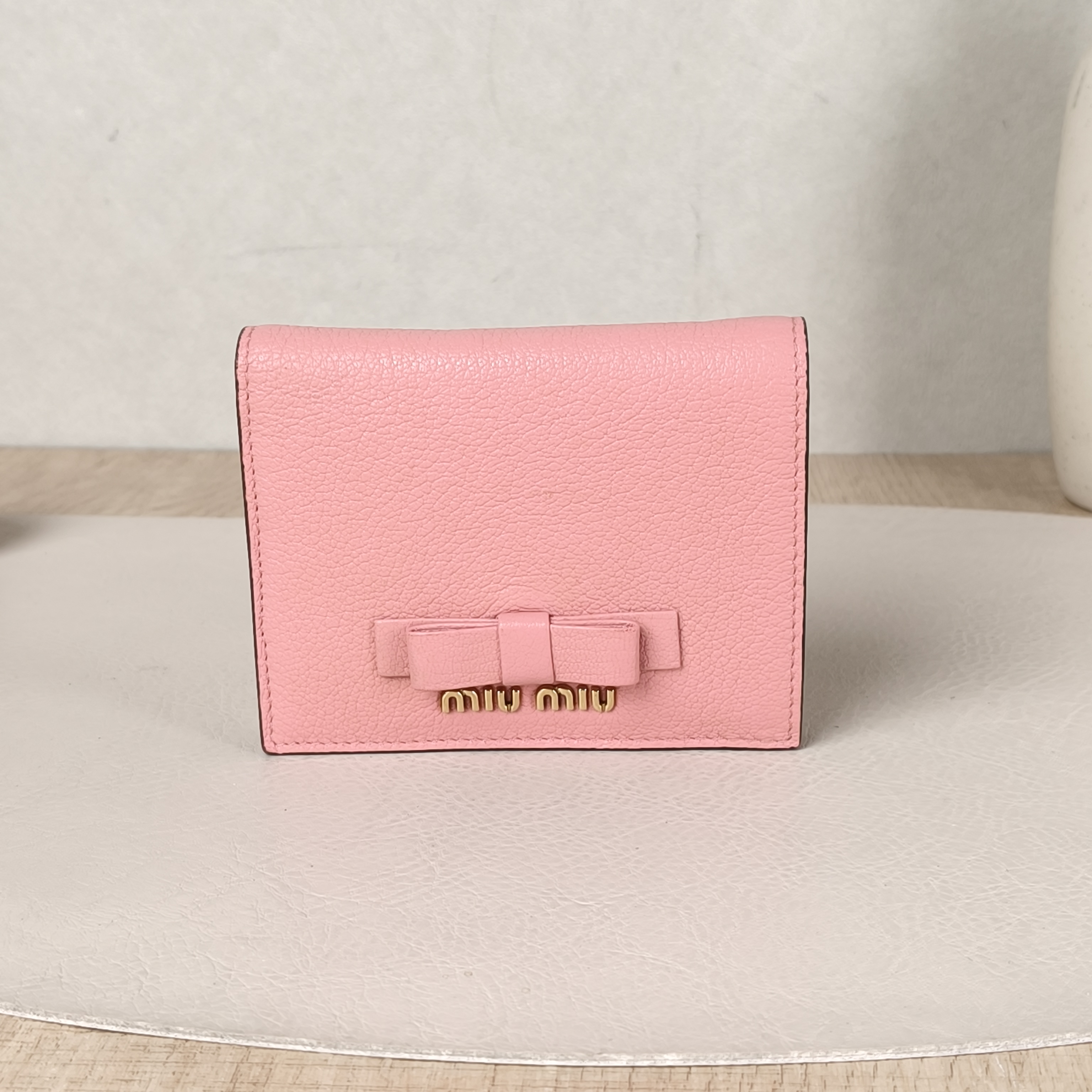 Miumiu Wallet Wallet Pink Lambskin One Size11 × 2 × 9 cm