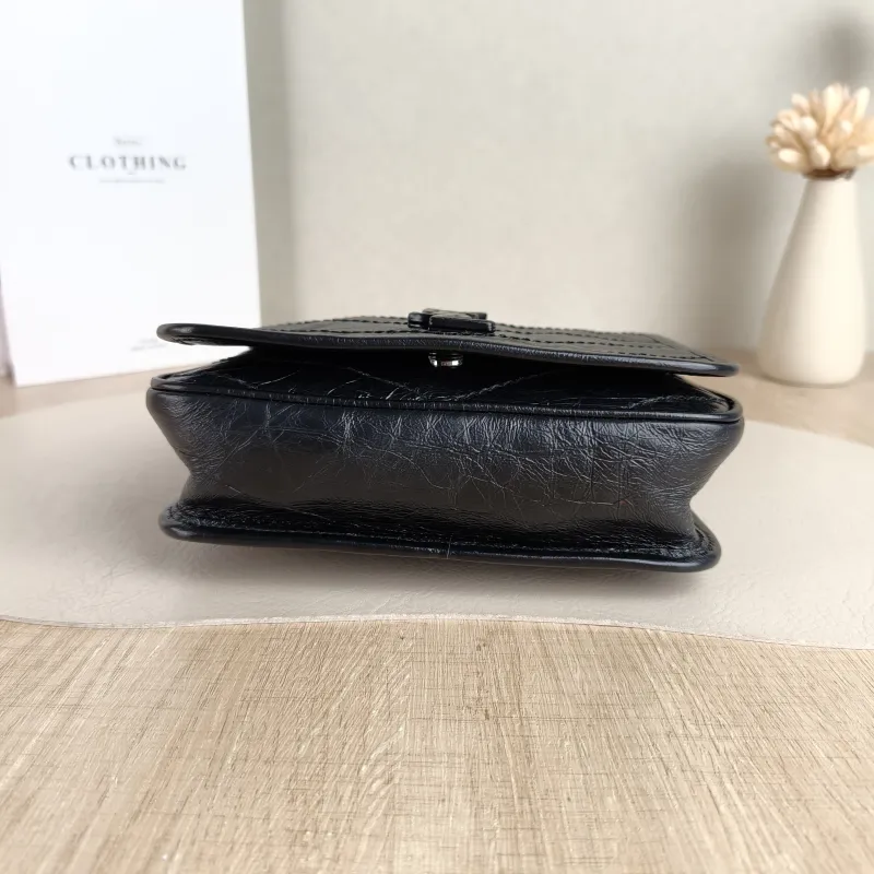 SAINT LAURENT Crossbody Bag Niki Chain Bagwoc Black Waxed Leather Calfskin Mini 19 × 5 × 16 cm — cover view 4 of 5