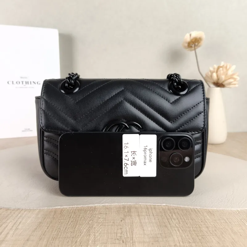 GUCCI Crossbody Bag GG Marmont Small Marmont 22 So Black Black Calfskin Small 22 × 6 × 13 cm — cover view 4 of 5