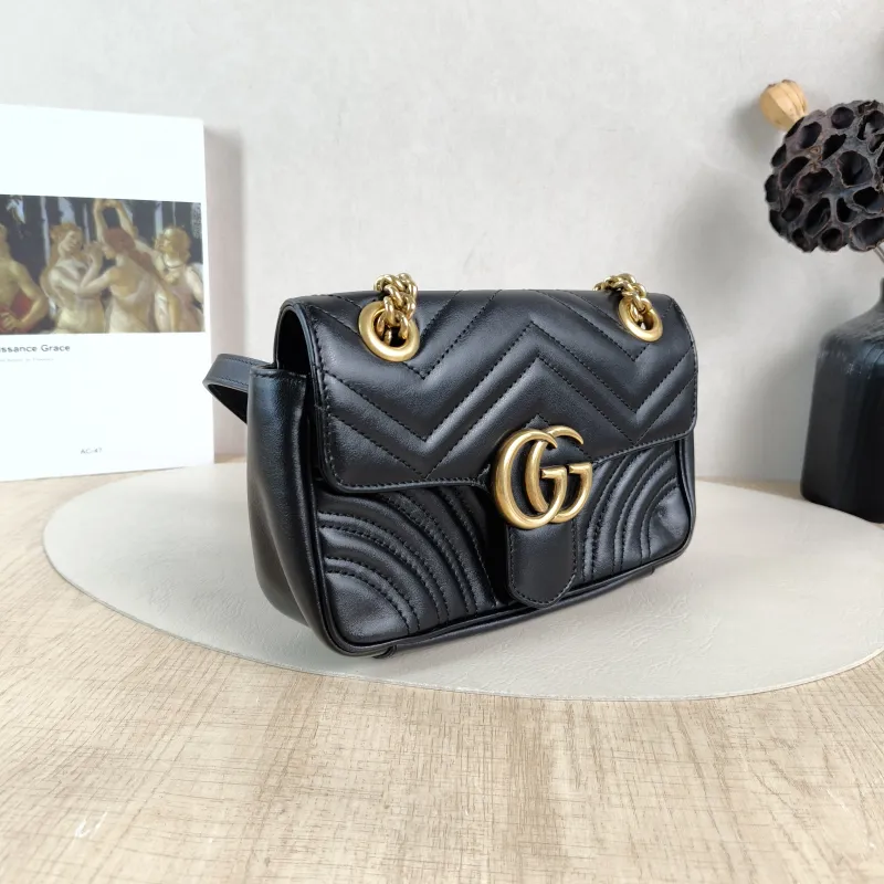GUCCI Crossbody Bag GG Marmont Small Marmont 22 Black CC alfskin Small 22 × 6 × 13 cm — cover view 3 of 6