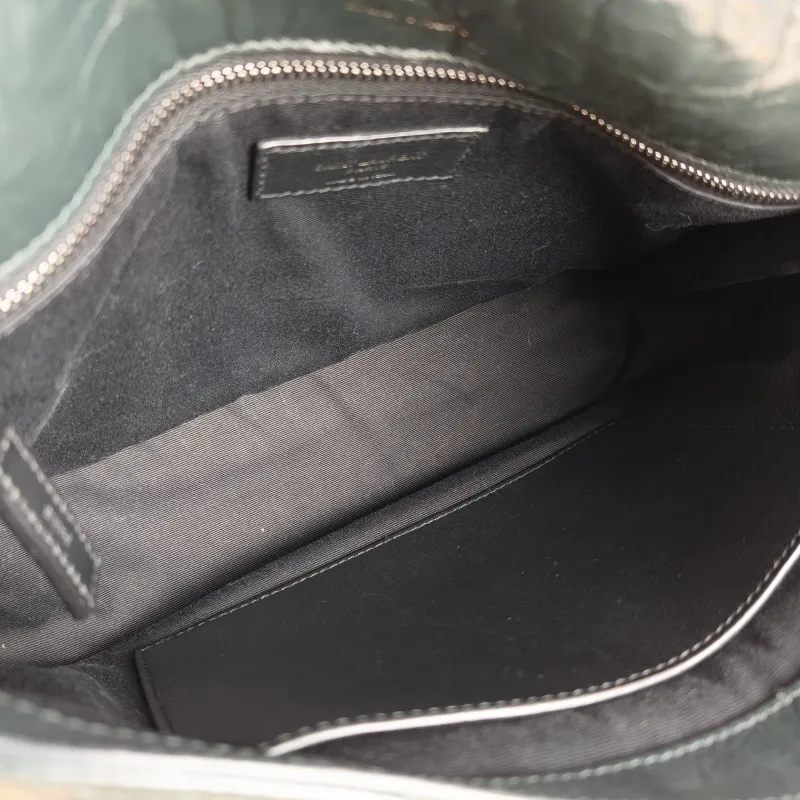 SAINT LAURENT Crossbody Bag Niki D Green Waxed Leather Medium 28 × 8.5 × 20 cm — detail view 11 of 13