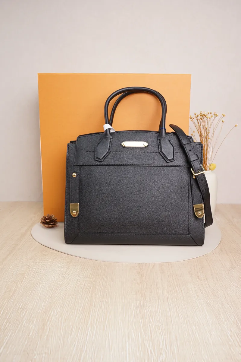 Louis Vuitton steamer Top Handle Bag Medium Black with Gold-Tone Hardware Calfskin Microchip Edition · Shoulder Strap · 31.5 × 15 × 27.5 cm — cover view 7 of 7