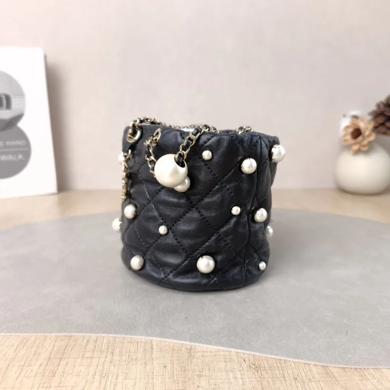 Chanel Shoulder Bag Pearl Bucket Bag Black Lambskin Mini 11.5 × 11.5 × 10.5 cm 31 — cover view 6 of 6