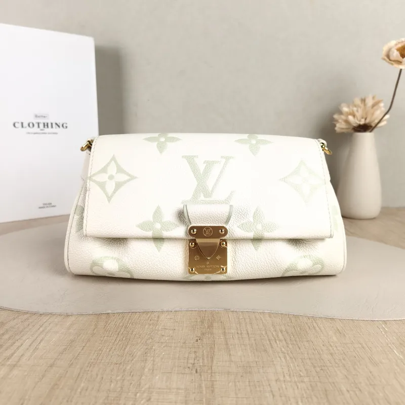 Louis Vuitton Crossbody Bag Favorite White · Green Empreinte Embossed Calfskin Monogram Medium24 × 9 × 14 cm