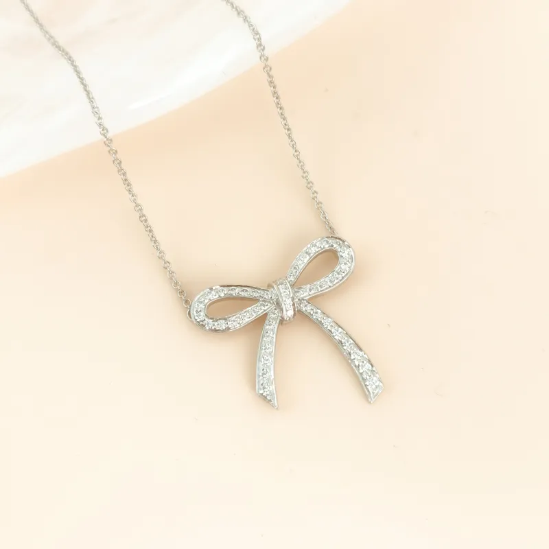 Tiffany&Co. Necklace Bow Pavé Diamond 950Diamond One Size 40cm — cover view 9 of 9