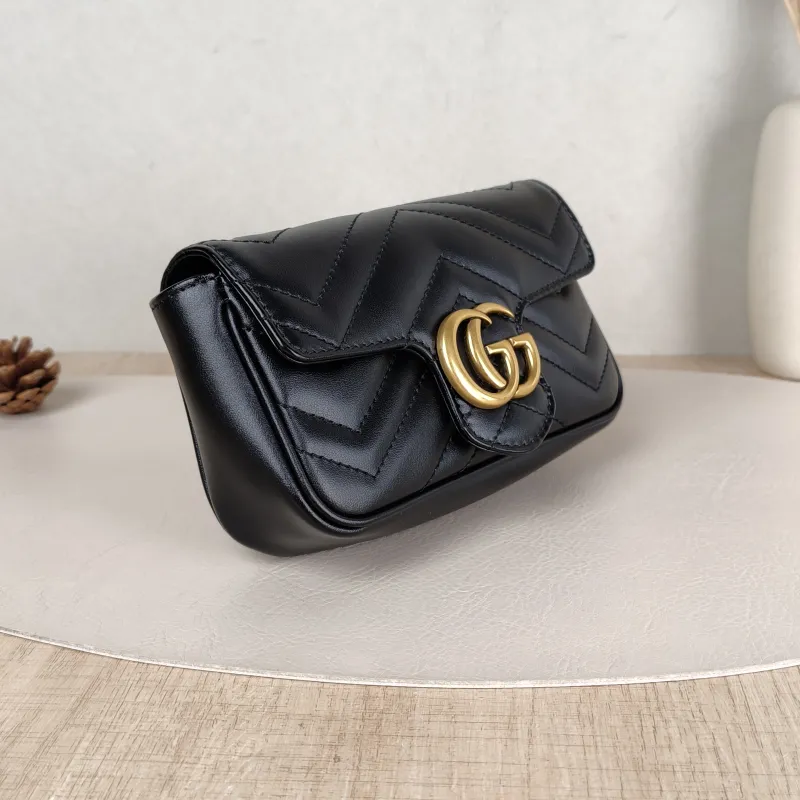 GUCCI Crossbody Bag GG Marmont Mini Marmont Mini Black Calfskin Mini 16.5 × 4.5 × 9.5 cm — cover view 6 of 6