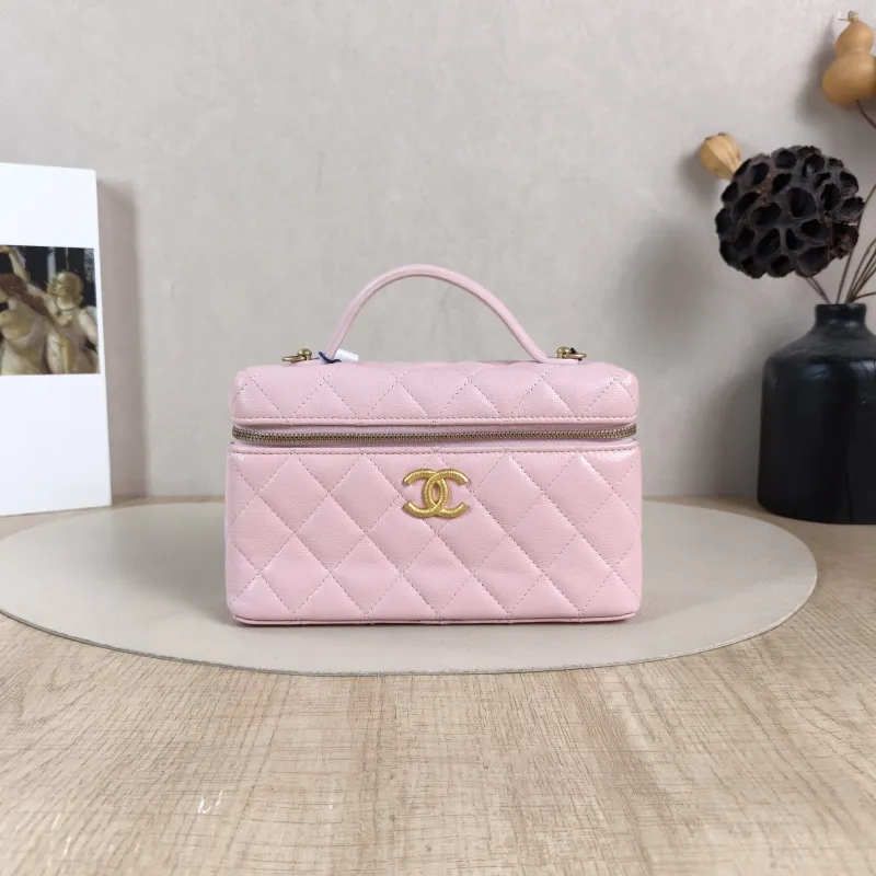 Chanel Crossbody Bag lp Box Bag Top Handle Crossbody Bag Pink Calfskin One Size 19.5 × 5 × 17 cm