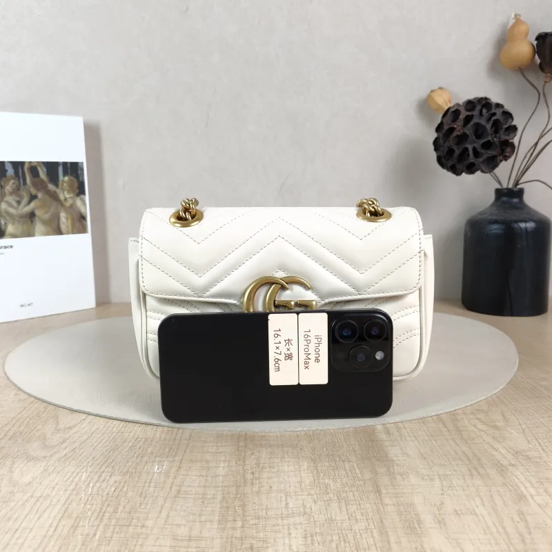 GUCCI Crossbody Bag GG Marmont Small Marmont 22White Calfskin Small22 × 6 × 13 cm — cover view 5 of 5