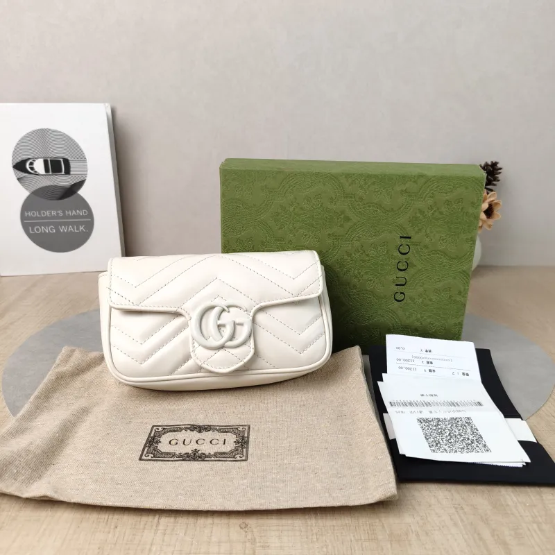 GUCCI Shoulder Bag GG Marmont Mini Marmont Mini g White Calfskin Mini 16.5 × 4.5 × 9.5 cm — cover view 4 of 6