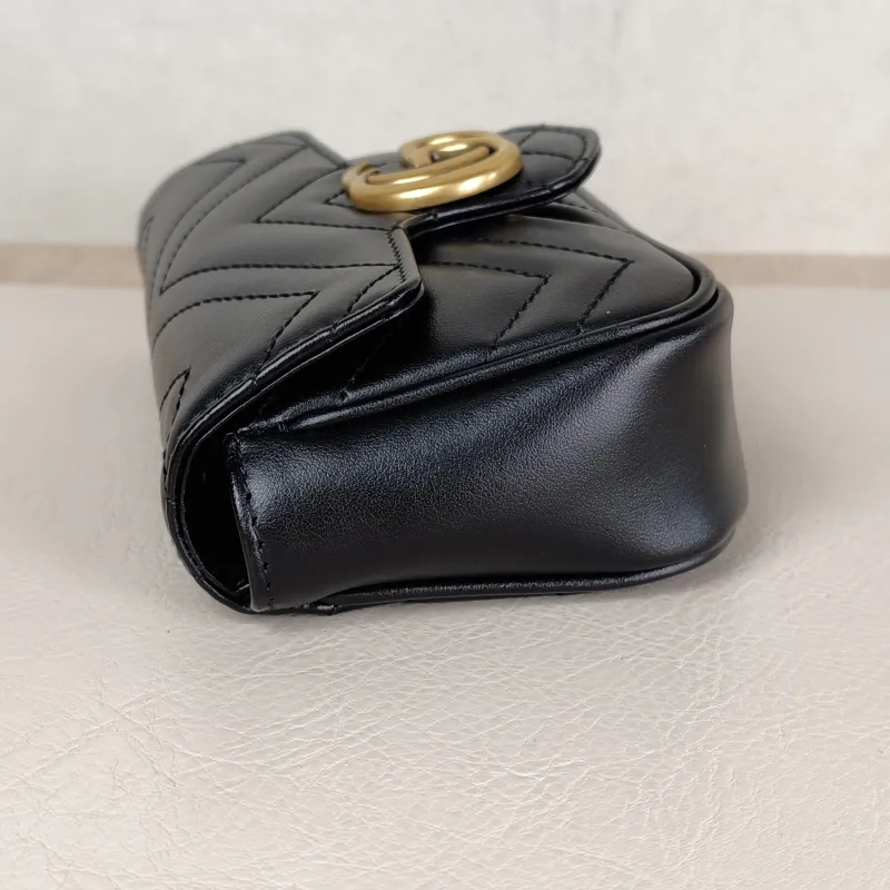 GUCCI Crossbody Bag GG Marmont Mini Marmont Mini Black Calfskin Mini 16.5 × 4.5 × 9.5 cm — detail view 4 of 12