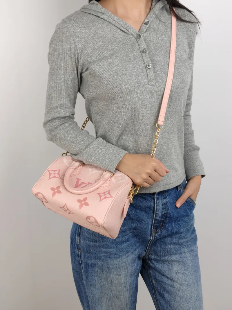 Louis Vuitton Crossbody Bag Speedy20 Pink Empreinte Embossed Calfskin Small 20.5 × 12 × 13.5 cm — on-model view 1 of 3