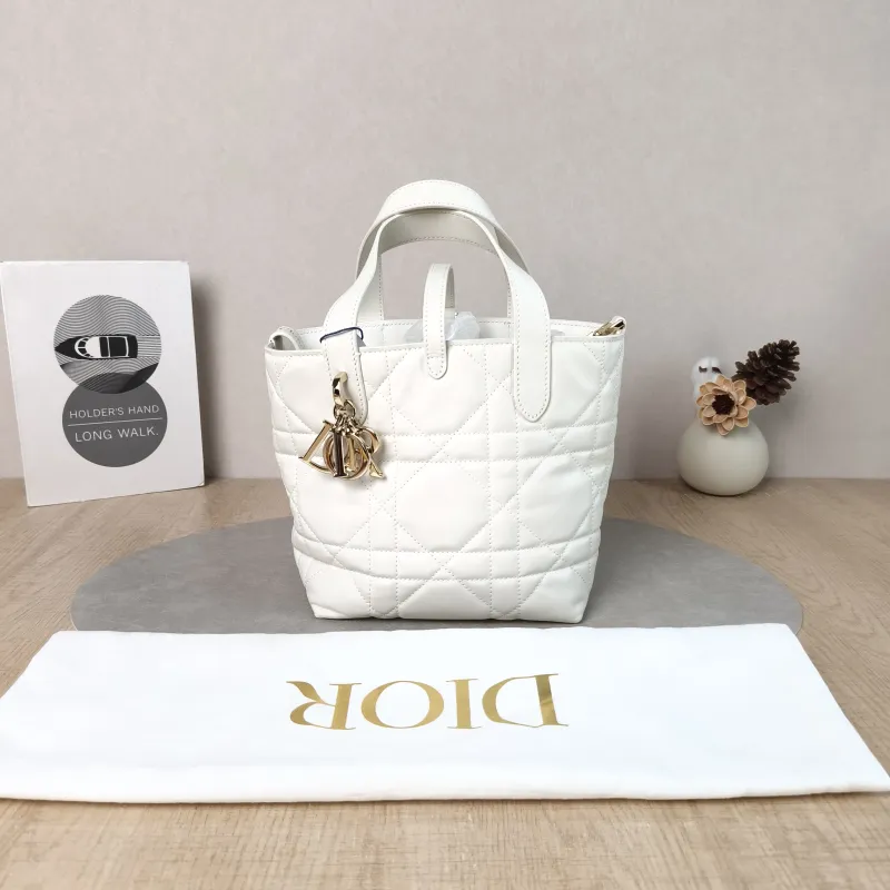 DIOR Top Handle Bag TOUJOURS Edition White Calfskin Small 18.5 × 12 × 18.5 cm — cover view 6 of 6