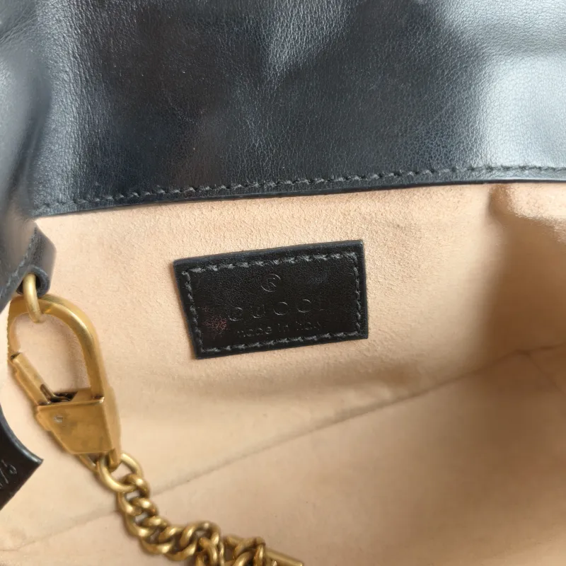 GUCCI Crossbody Bag GG Marmont Mini Marmont Mini Black Calfskin Mini 16.5 × 4.5 × 9.5 cm — detail view 1 of 12