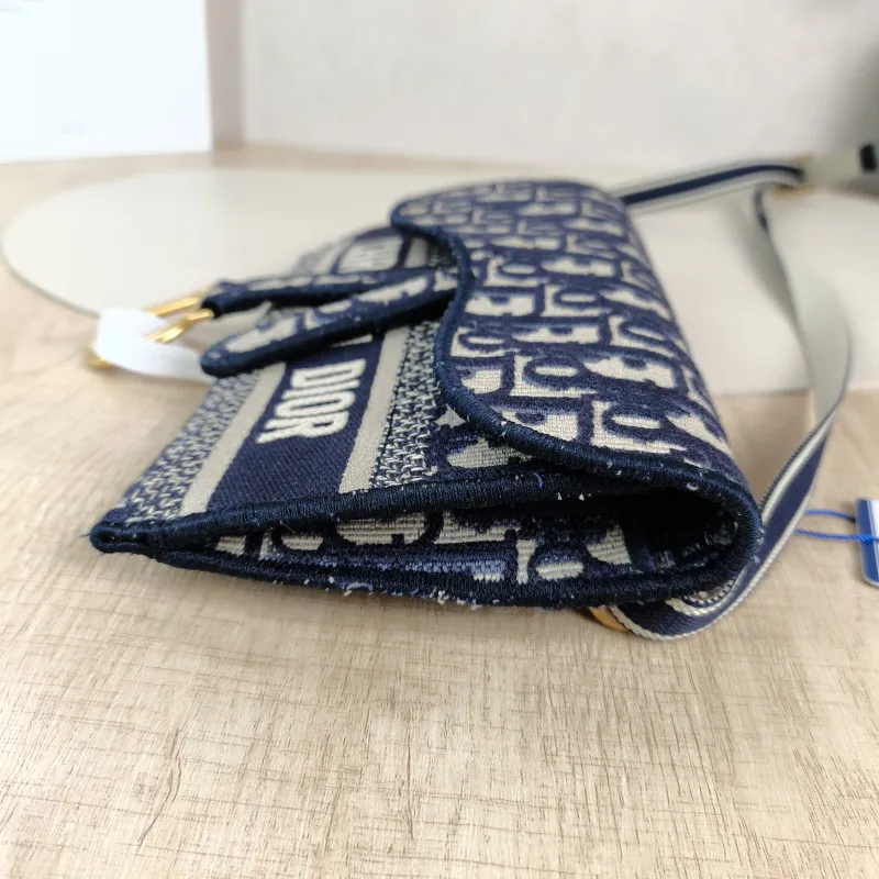 DIOR Belt Bag Saddle Belt Bag Blue Canvas One Size 21 × 3 × 13 cm — detail view 9 of 13