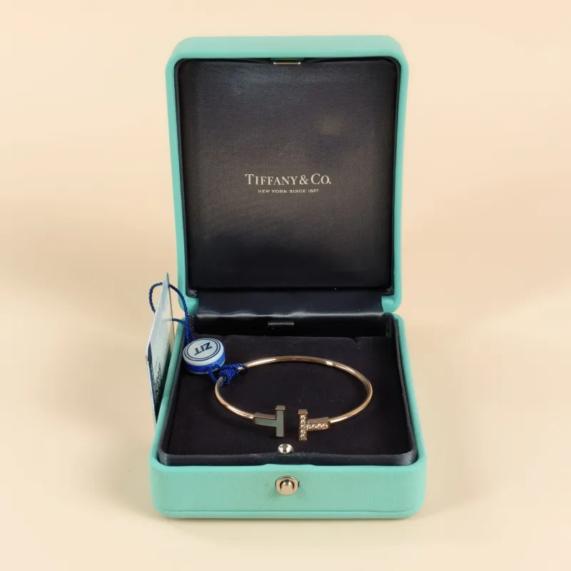 Tiffany&Co. Bangle T Collection T Bangle Diamond18KR ose Gold One Size 14.7cm — cover view 4 of 7