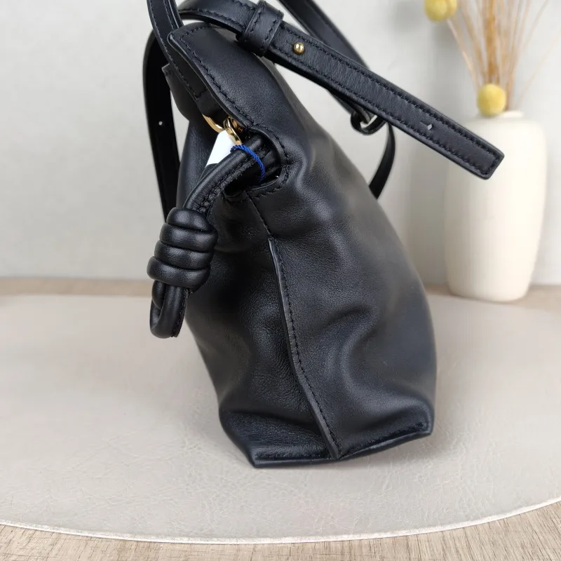LOEWE Crossbody Bag Flamenco Black Calfskin Mini 24 × 9 × 18 cm — detail view 9 of 10
