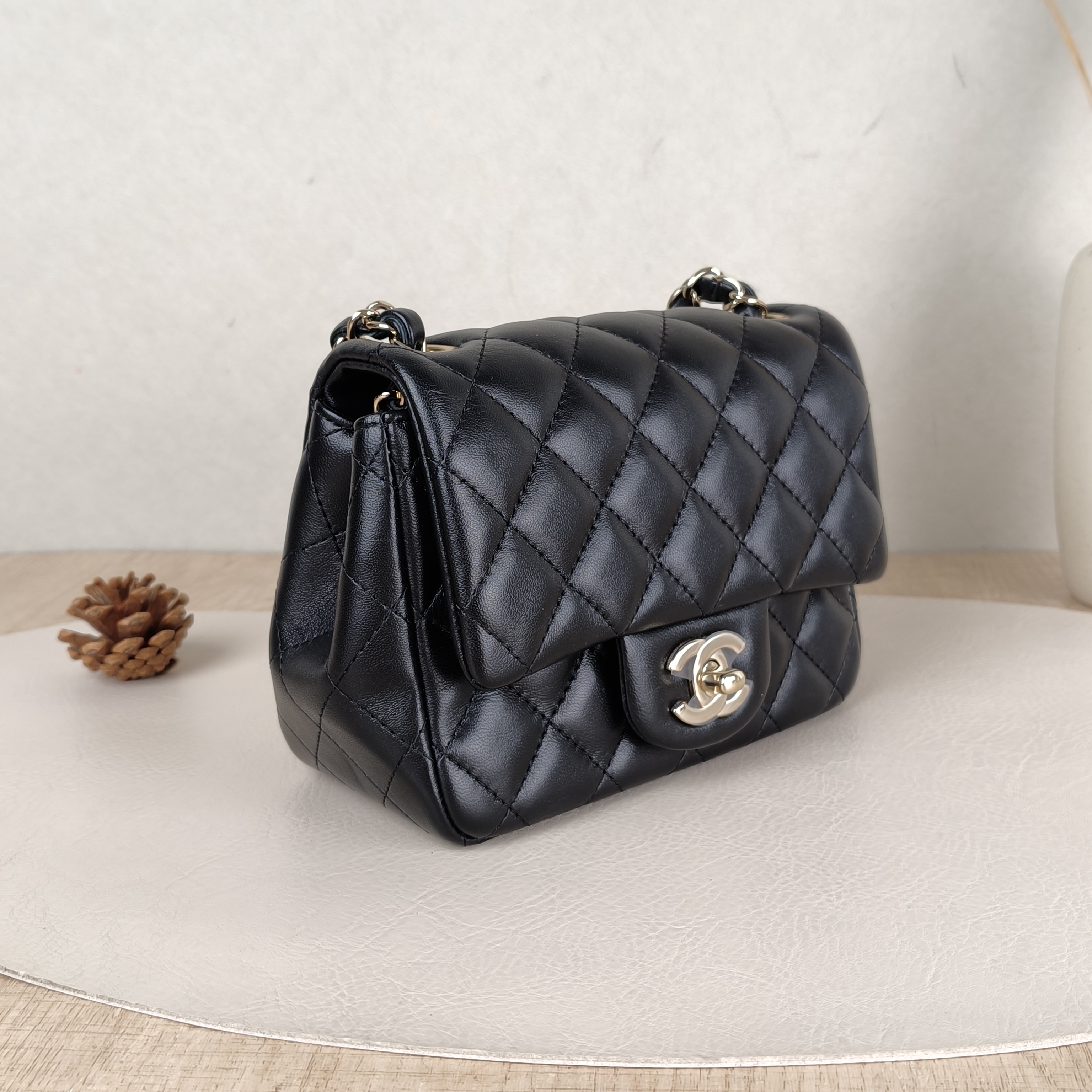 Chanel Crossbody Bag Classic Flap Mini CF Mini Black Lambskin One Size17 × 8 × 13.5 cm — cover view 3 of 5