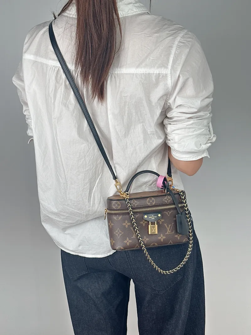 Louis Vuitton Shoulder Bag VANITY POUCH Cosmetic Bag Monogram PVC One Size19 × 6.5 × 11.5 cm — on-model view 2 of 3
