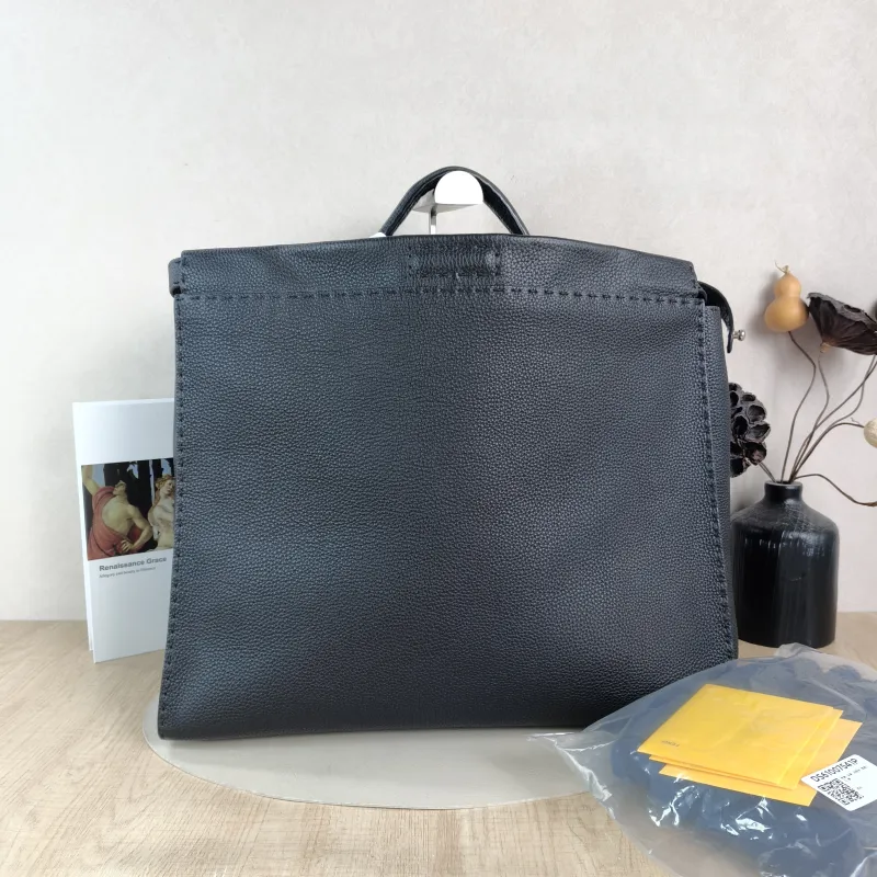 FENDI Top Handle Bag Top Handle Bag Black Calfskin One Size 43 × 18 × 36 cm — cover view 5 of 5