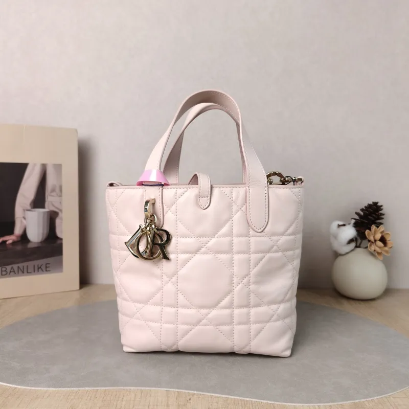 DIOR Top Handle Bag TOUJOURS Edition Pink Calfskin Small 18.5 × 12 × 18.5 cm
