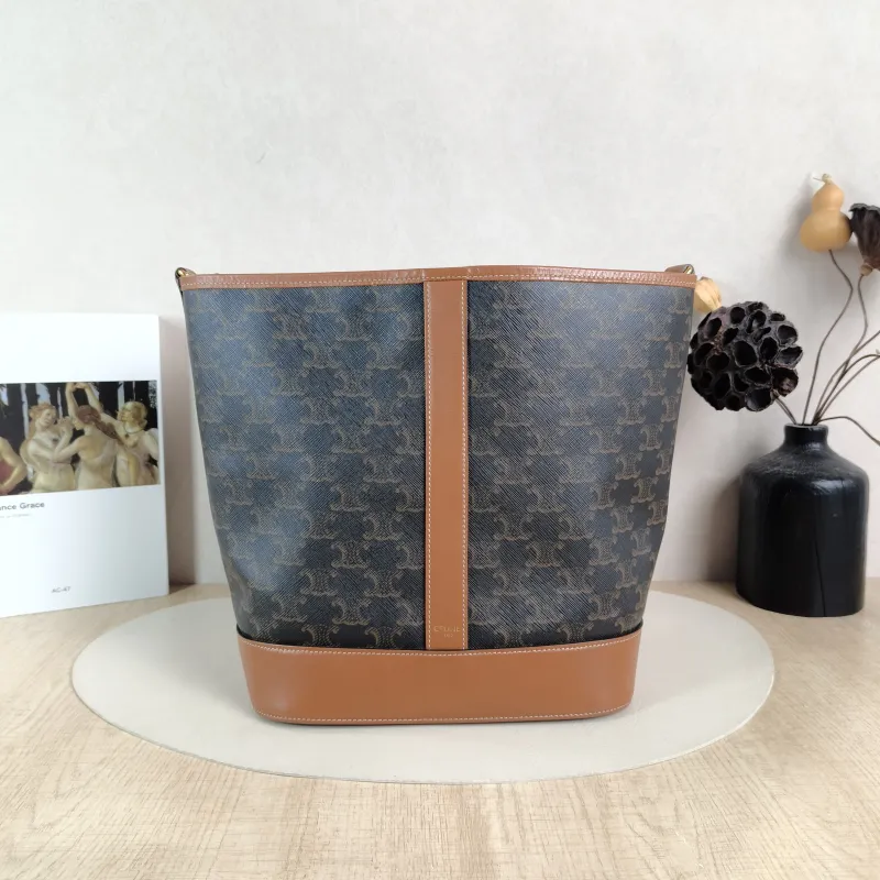 CELINE Crossbody Bag Triomphe Bucket Bag Monogram PVC Medium24 × 18 × 27 cm