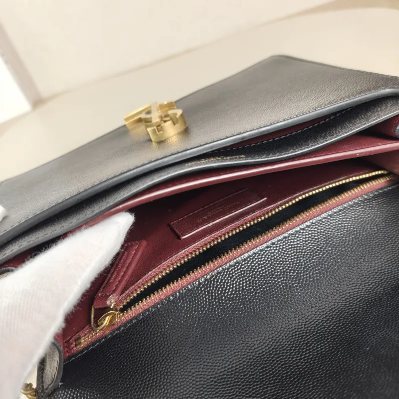 SAINT LAURENT Crossbody Bag Cassandra Black Grained Calfskin Medium 22 × 5.5 × 16.5 cm — detail view 10 of 13