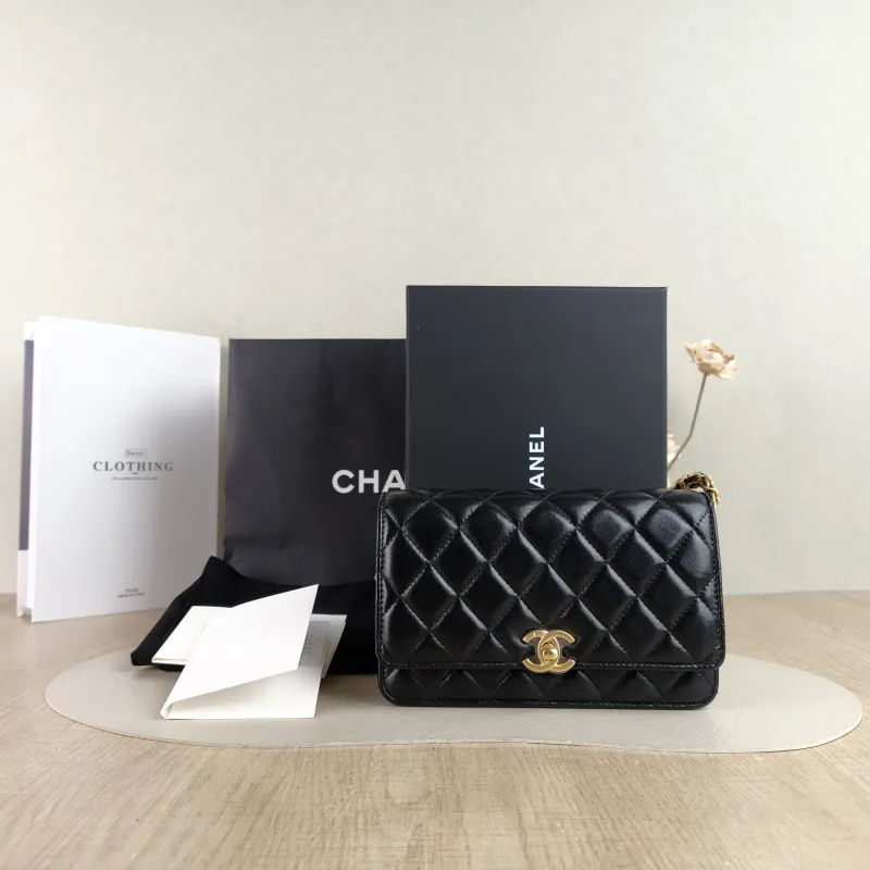 Chanel Shoulder Bag cf Black Lambskin 19 × 4.5 × 12 cm Microchip Edition — cover view 2 of 5