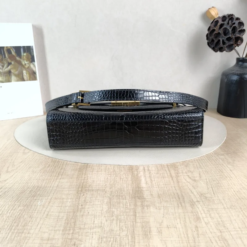 SAINT LAURENT Shoulder Bag MANHATTAN Black Embossed Calfskin Medium 29 × 7.5 × 20 cm — cover view 2 of 5