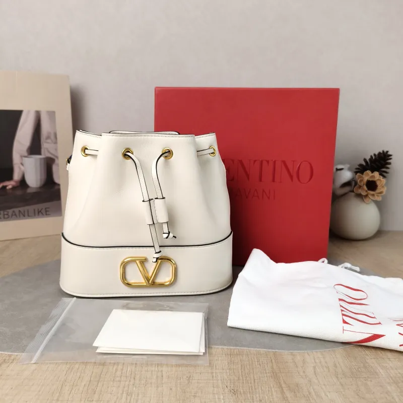 Valentino Shoulder Bag Bucket Bag White Calfskin 20 × 8.5 × 18 cm — cover view 5 of 6