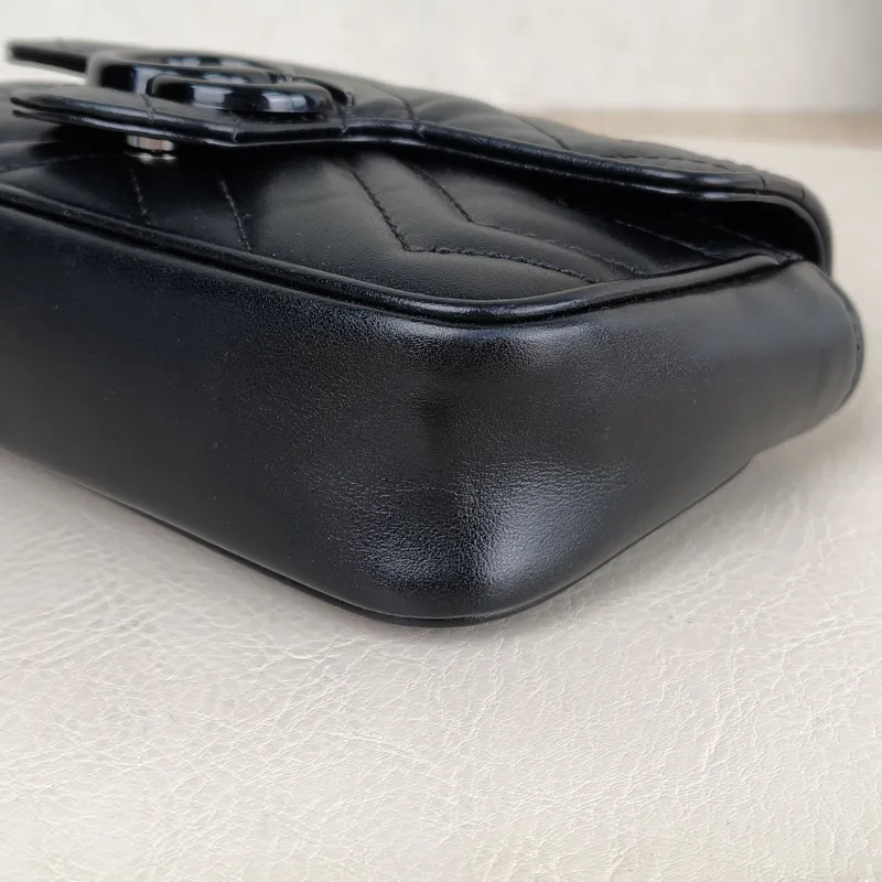 GUCCI Crossbody Bag GG Marmont So Black Marmont So Black Black CC alfskin Mini 16.5 × 5 × 10 cm — detail view 9 of 12