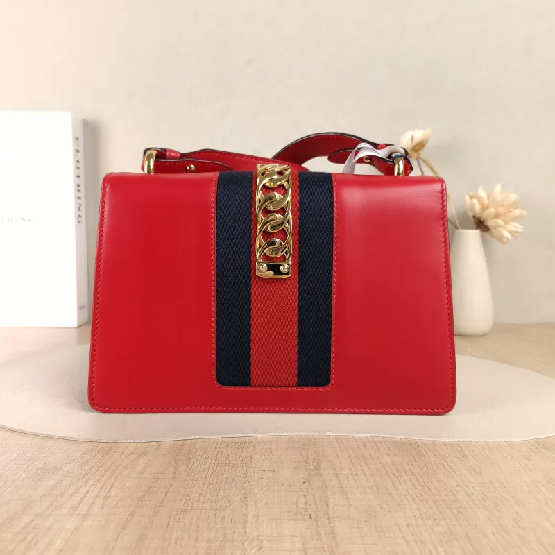 GUCCI Crossbody Bag Sylvie Shoulder Strap Edition Red Calfskin Small25.5 × 8 × 17 cm — cover view 2 of 5