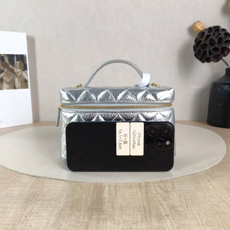 Chanel Crossbody Bag lp Box Bag Top Handle Crossbody Bag Silver Calfskin 19.5 × 5 × 12 cm — cover view 3 of 5