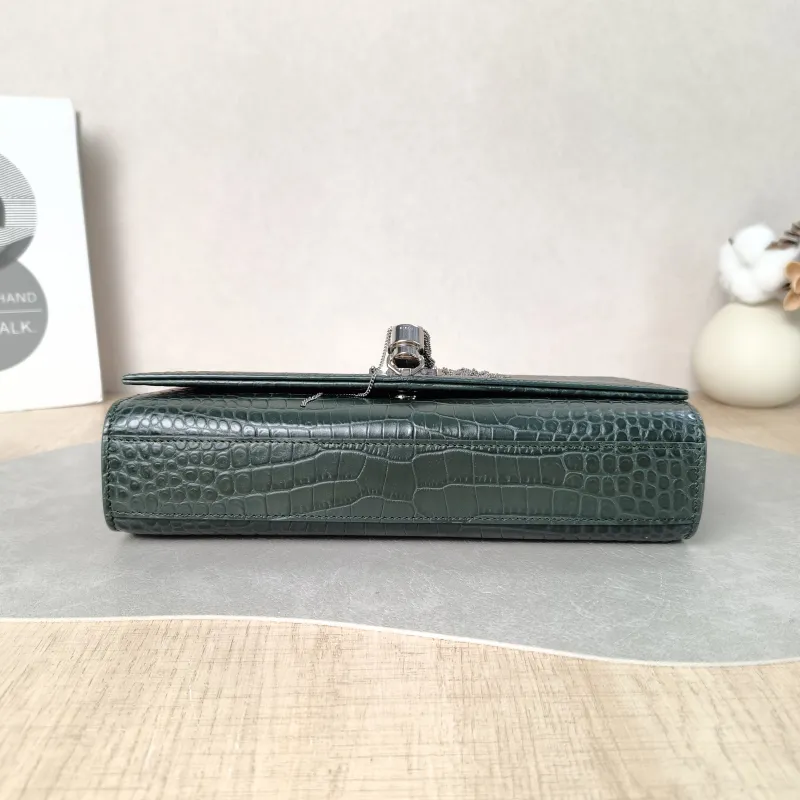 SAINT LAURENT Crossbody Bag KATE Edition Green Calfskin Medium 24 × 5.5 × 14.5 cm — cover view 5 of 5