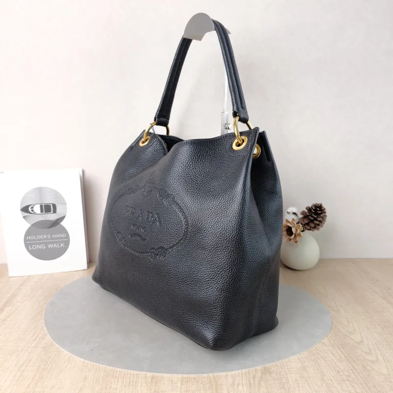 PRADA Shoulder Bag Hobo Shoulder Bag Black Calfskin One Size32 × 15 × 31 cm — cover view 4 of 5