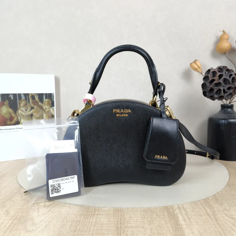 PRADA Shoulder Bag Black Calfskin One Size25 × 8 × 16 cm — cover view 5 of 6