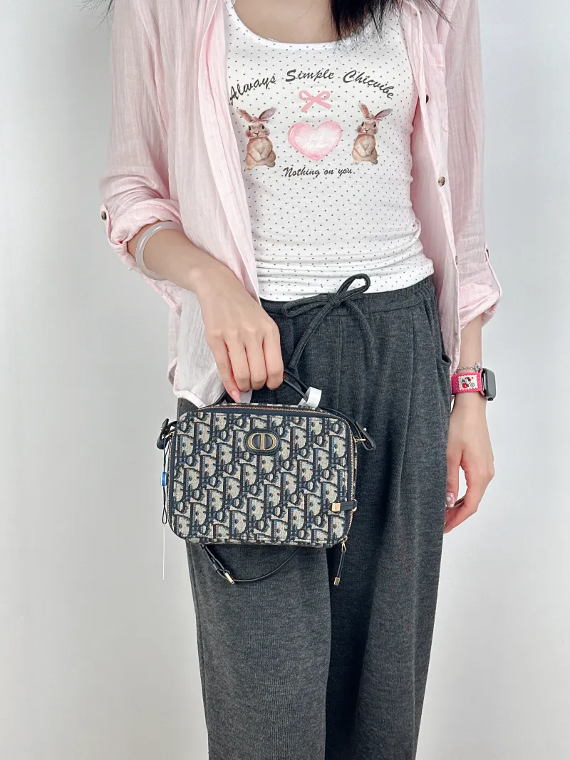 DIOR Shoulder Bag30 Montaigne Box Shoulder Bag Blue Canvas One Size19.5 × 6 × 15 cm — on-model view 1 of 3
