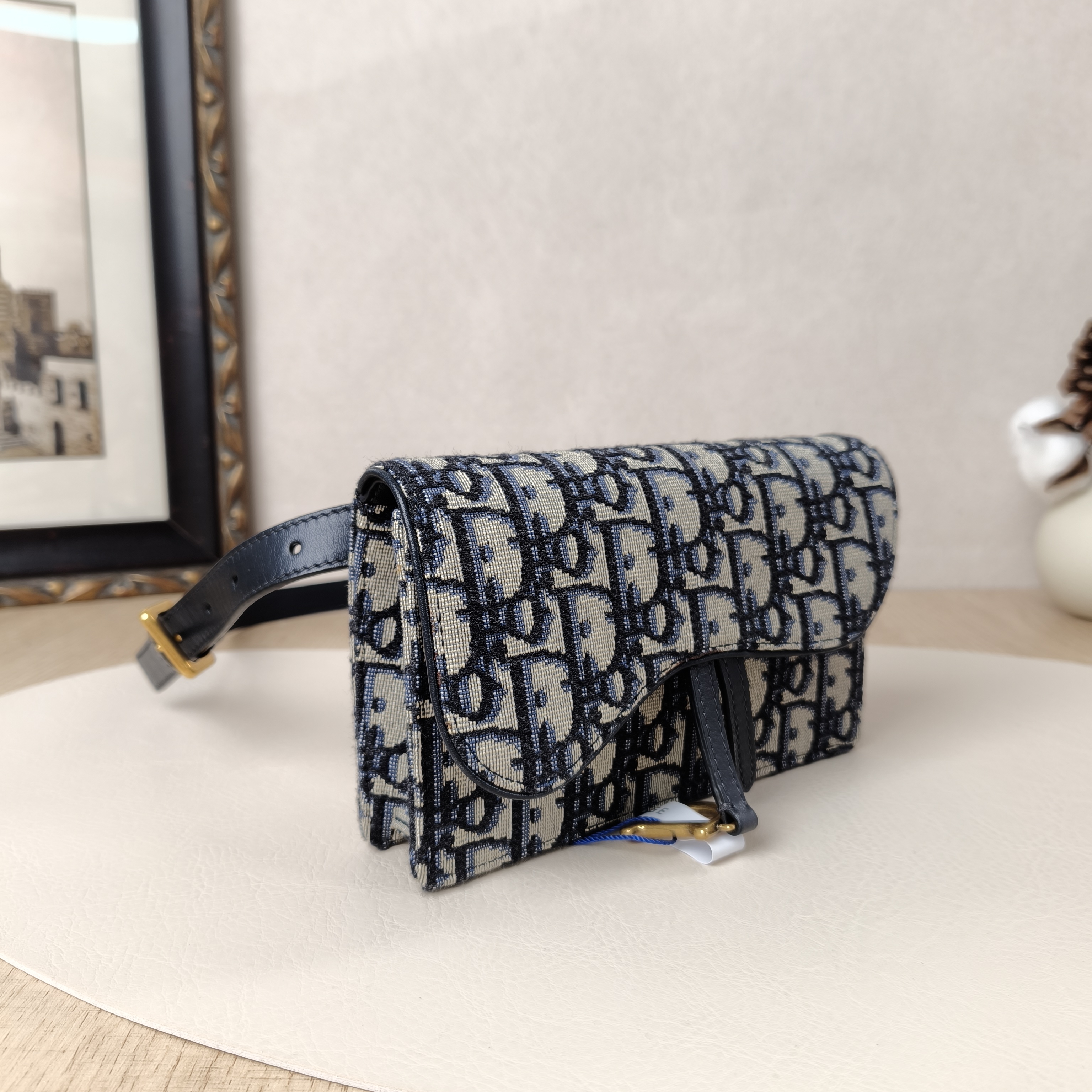 DIOR Belt Bag Saddle Belt Bag Blue Canvas One Size17 × 3.5 × 10.5 cm — cover view 2 of 12