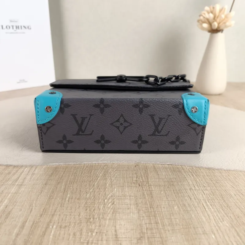 Louis Vuitton Crossbody Bag Steamer Box Grey · Blue PVC · Calfskin Mini 18 × 6.5 × 11 cm — cover view 3 of 5