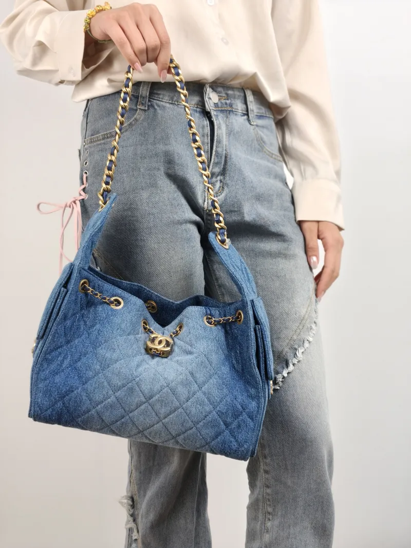 Chanel Shoulder Bag 25Bag Blue Small 26 × 14 × 30 cm — on-model view 2 of 2