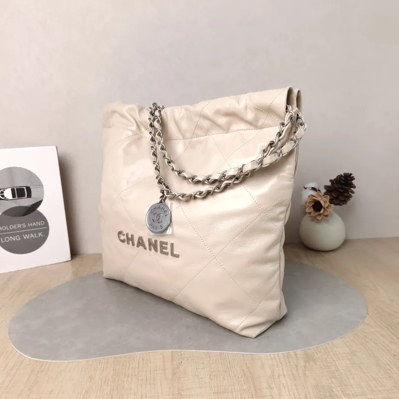 Chanel Shoulder Bag 22Bag Beige Calfskin Small 35 × 7 × 37 cm — cover view 2 of 5