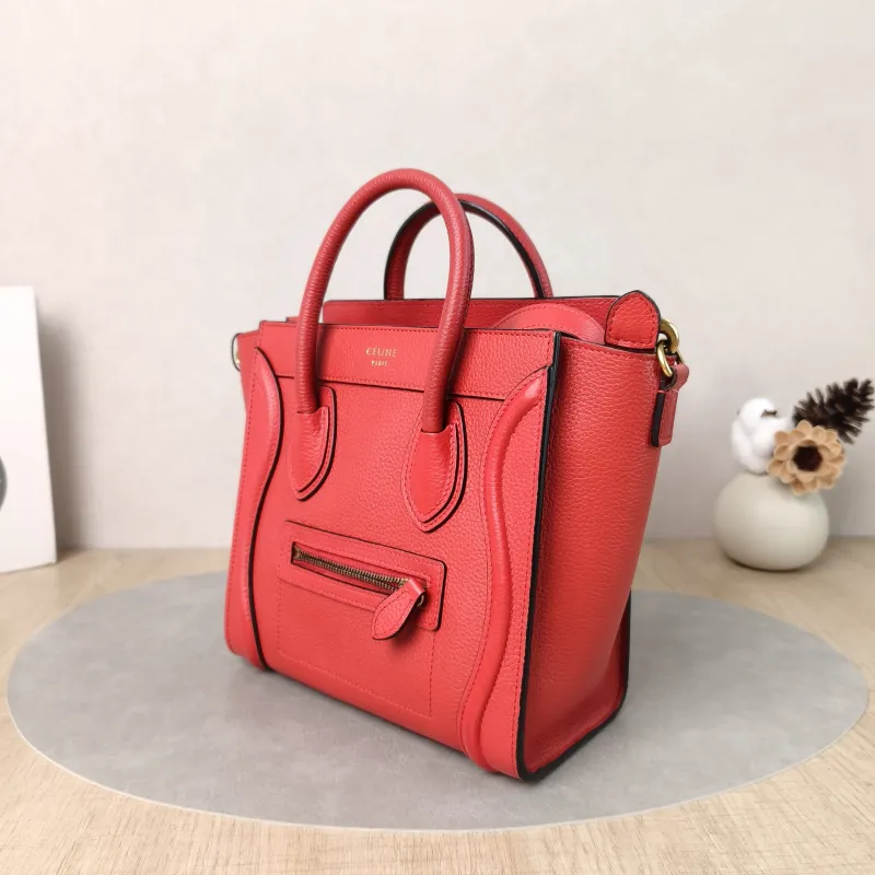 CELINE Crossbody Bag Luggage Nano Red Calfskin Small20 × 8.5 × 19 cm — cover view 3 of 6
