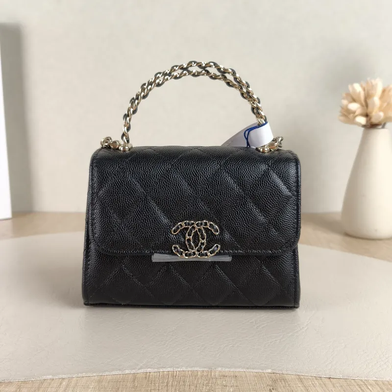 Chanel Crossbody Bag kelly Black Grained Calfskin nano 15 × 5 × 11 cm