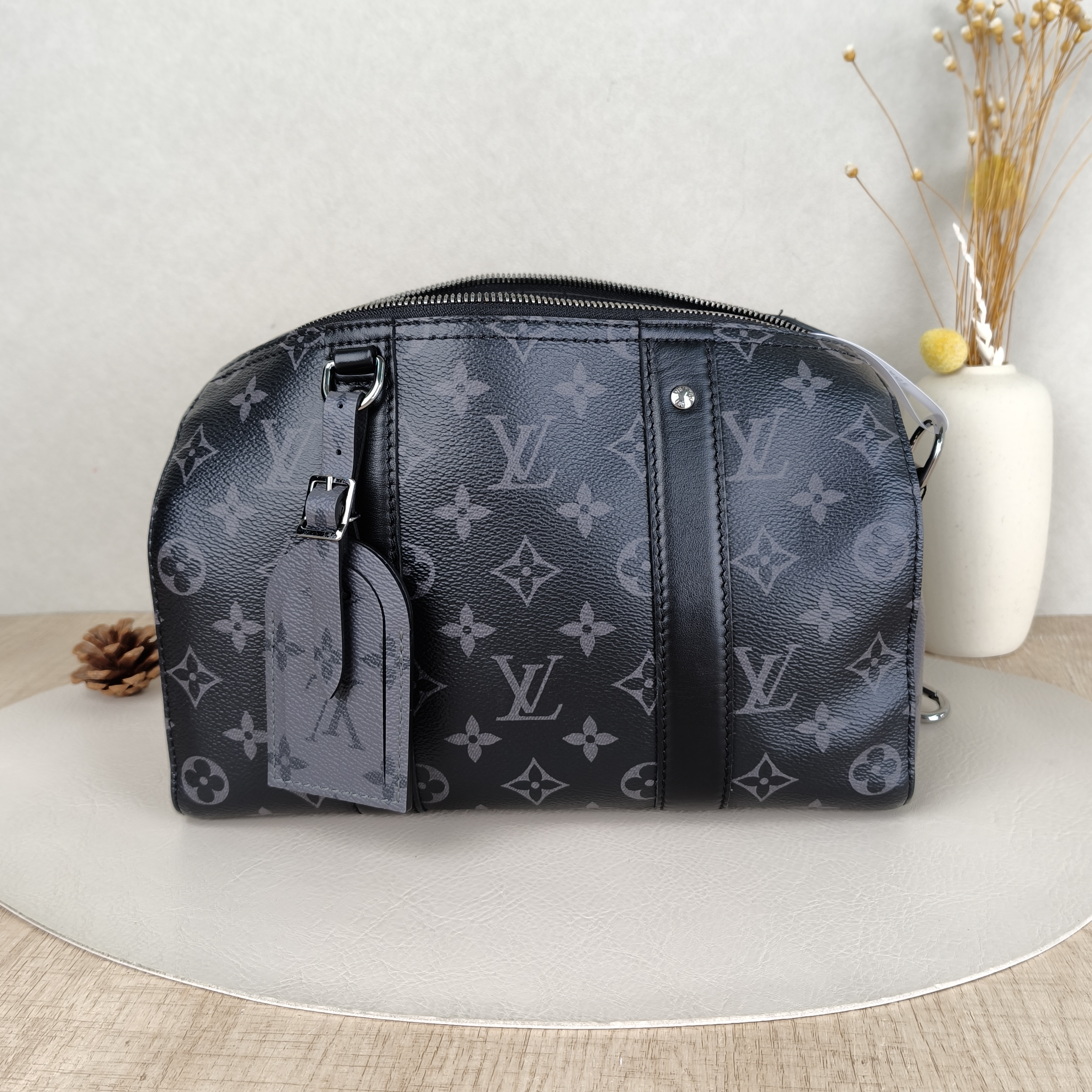Louis Vuitton Crossbody Bag City Keepall Black PVC Medium27 × 13 × 17 cm