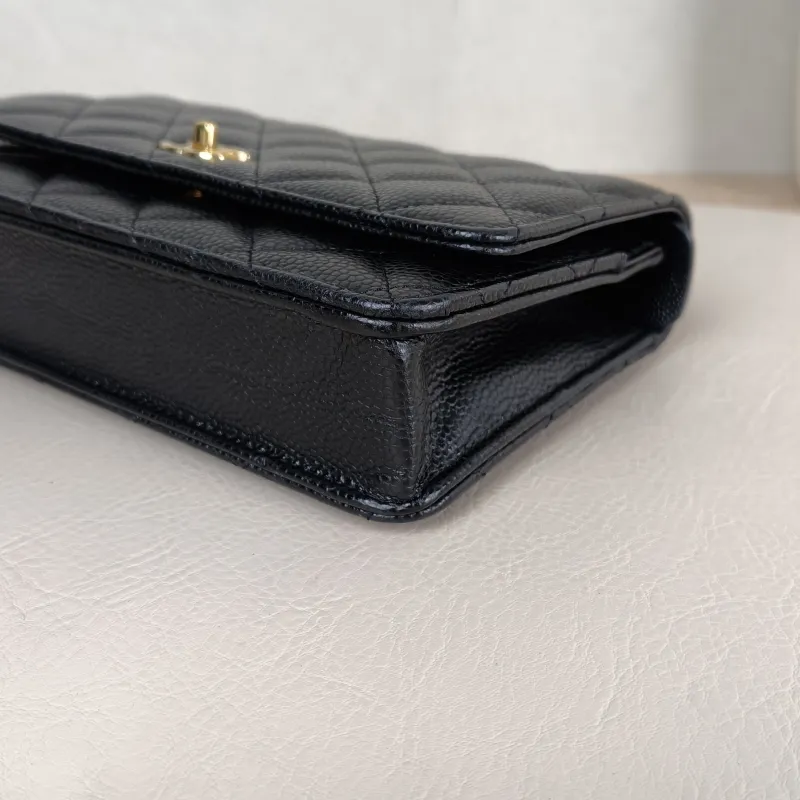 Chanel Crossbody Bag Classic Flap WOC CF WOCWOC Bag Black Grained Calfskin Mini 19.2 × 3.5 × 12.3 cm — detail view 13 of 13