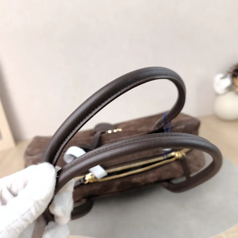 Chanel Shoulder Bag Bowling Bag Brown Suede Medium 30 × 9 × 17 cm — detail view 6 of 13
