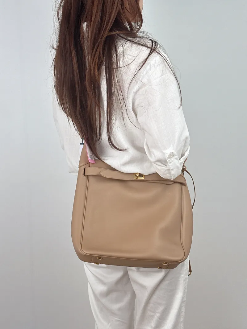 BALENCIAGA Crossbody Bag bel air hobo Shoulder Crossbody Bag Taupe Calfskin One Size 27 × 9 × 27 cm — on-model view 2 of 2