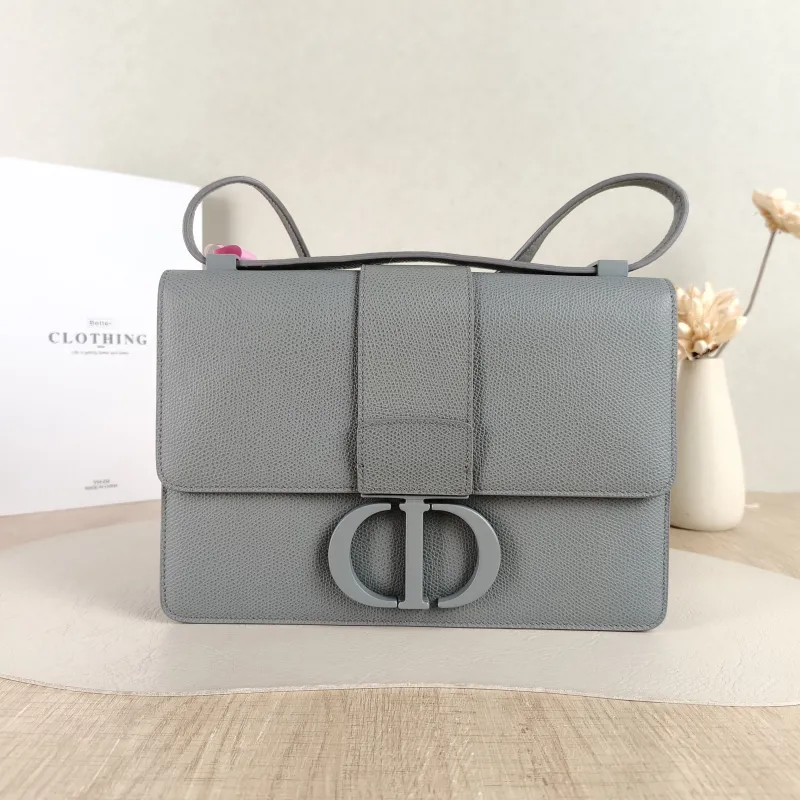 DIOR Crossbody Bag 30Montaigne 30 Grey Calfskin Medium 24 × 8 × 17 cm