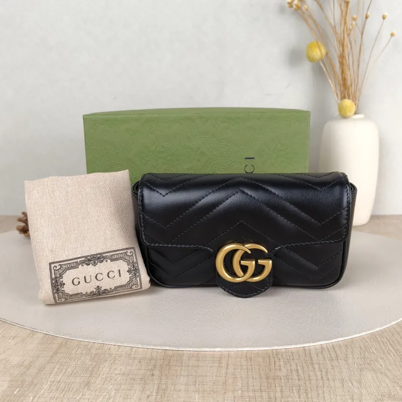 GUCCI Crossbody Bag GG Marmont Mini Marmont Mini Black Calfskin Mini 16.5 × 4.5 × 9.5 cm — cover view 5 of 6