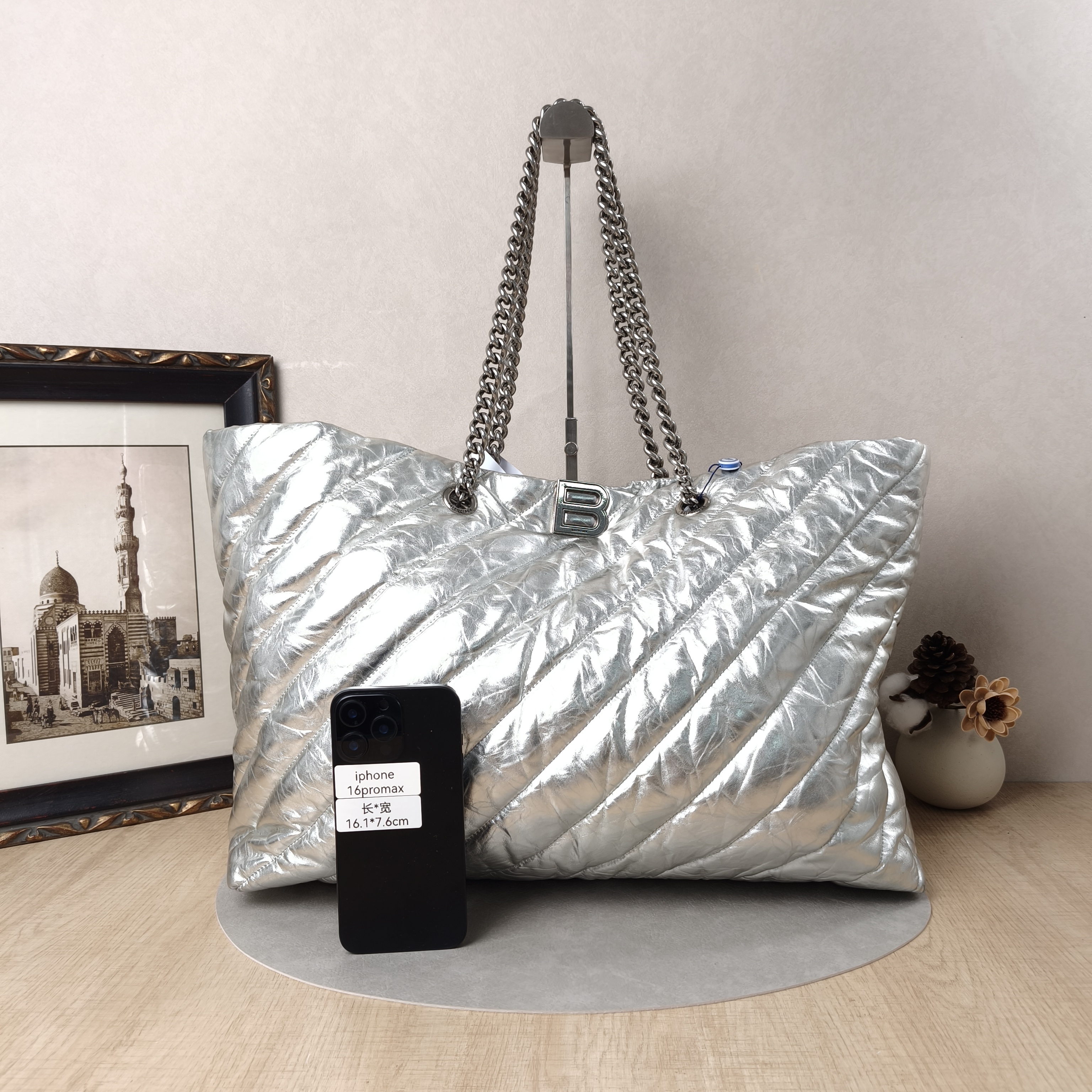 BALENCIAGA Shoulder Bag Tote Bag Silver Calfskin45.5 × 14.5 × 31.5 cm — cover view 2 of 5