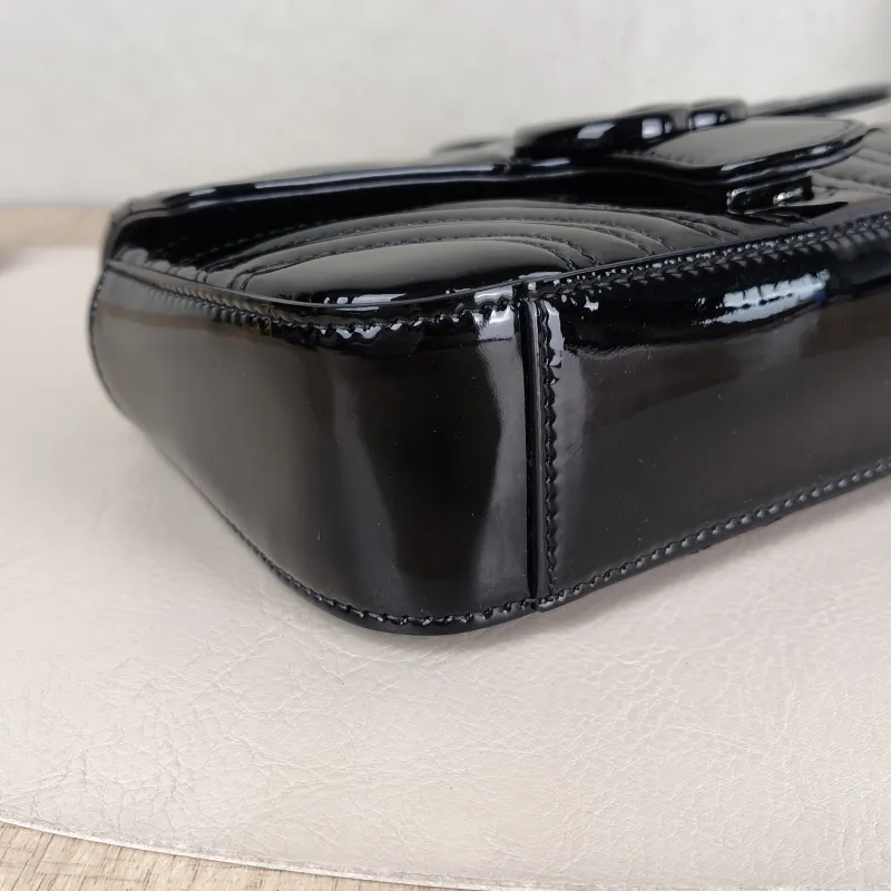 GUCCI Crossbody Bag GG Marmont Small Marmont So Black 22 Black Patent Leather Small 22 × 6 × 13 cm — detail view 13 of 13
